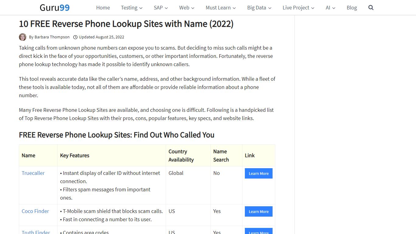 10 FREE Reverse Phone Lookup Sites with Name (2022) - Guru99